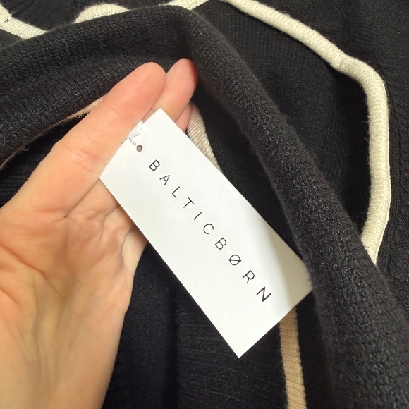 Baltic Born Harrington Sweater Black White Contrast Trim Mock Neck | NWT Size S - Picture 14 of 17